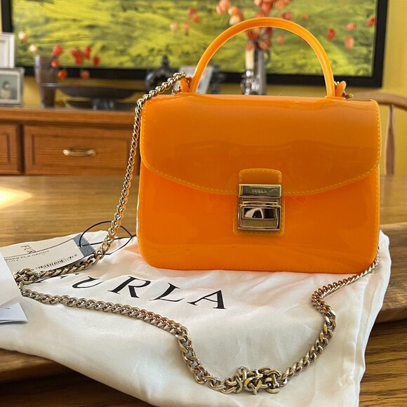 🇮🇹 FURLA Mini Candy Jelly Bag with Top Handle and Crossbody Chain Strap - NWT! - Picture 2 of 10